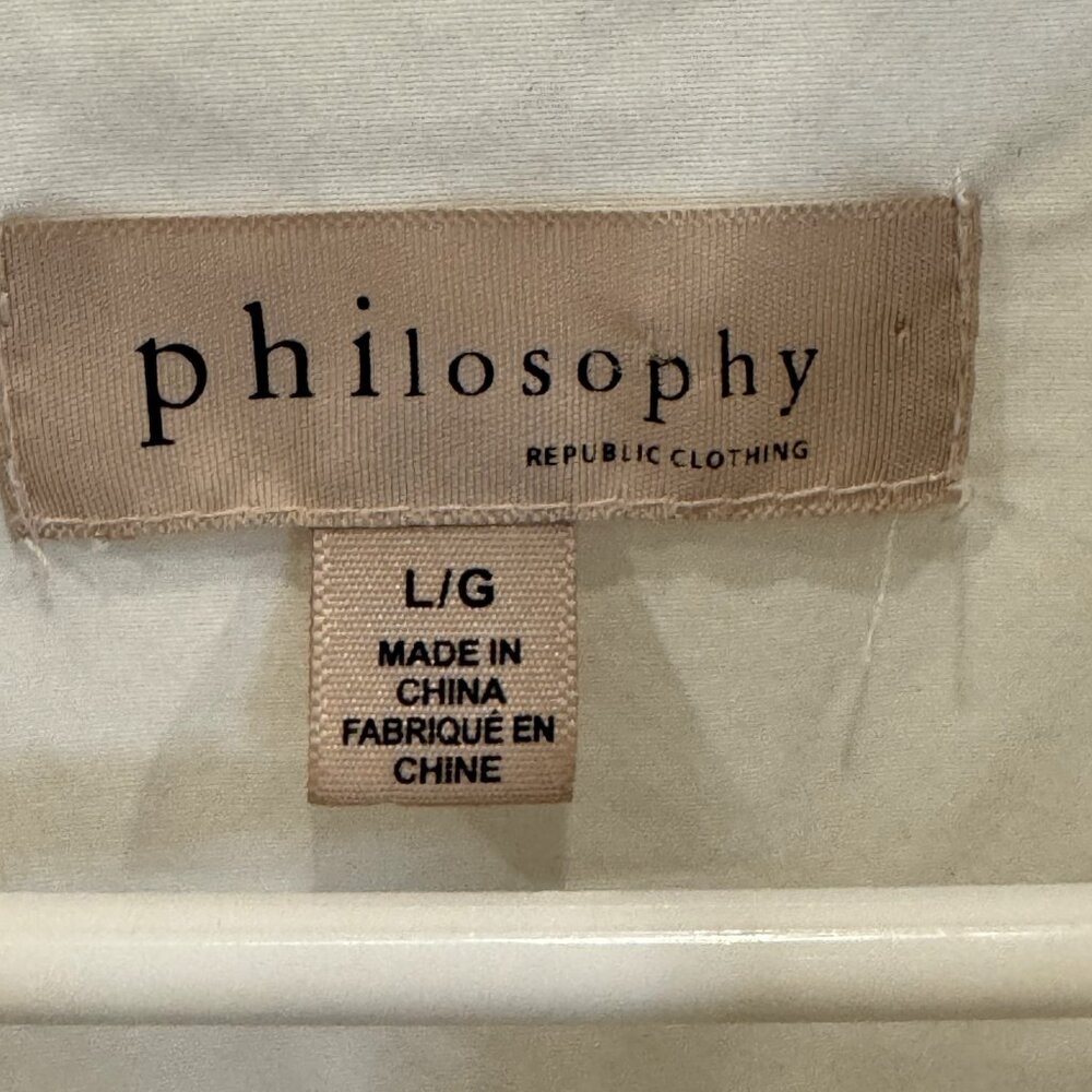 Philosophy White Split-Neck Blouse Large Long Sle… - image 3